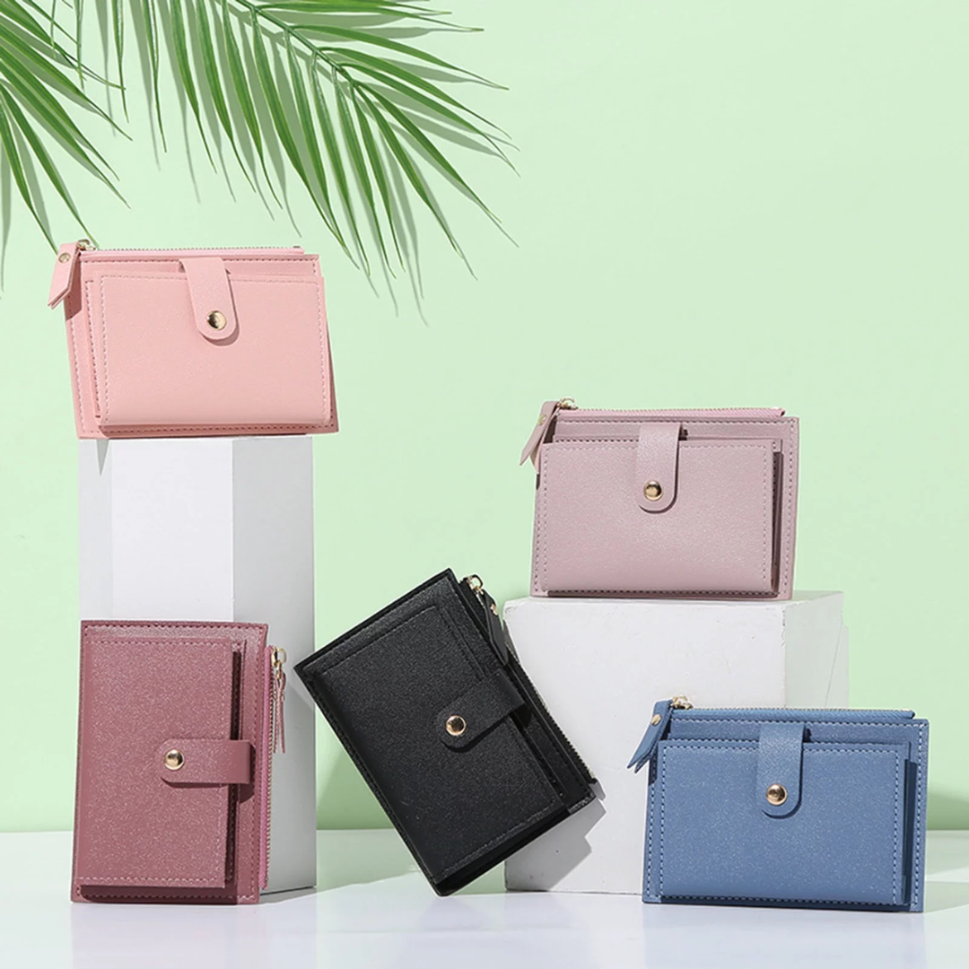 Kompaktes, schwarzes Unisex Portemonnaie. Ideale Mini-Geldbörse für unterwegs.
