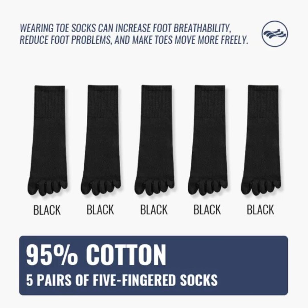 Unisex Fünffinger Trachtensocken für Komfort & Frische, atmungsaktiv, hygienisch und antibakteriell.