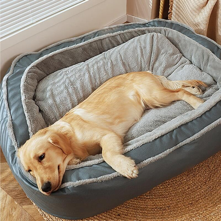 Orthopädisches Hundebett für Vierbeiner. Bietet optimale Unterstützung und entspannten Tiefschlaf. Robust & bequem.