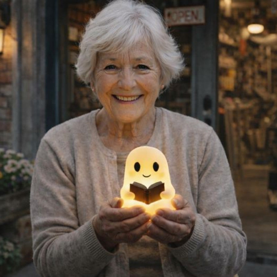 Stimmungsvolle Geister-Nachtlampe: Warmes LED-Licht für entspannte Abende im Schlaf- oder Wohnzimmer.