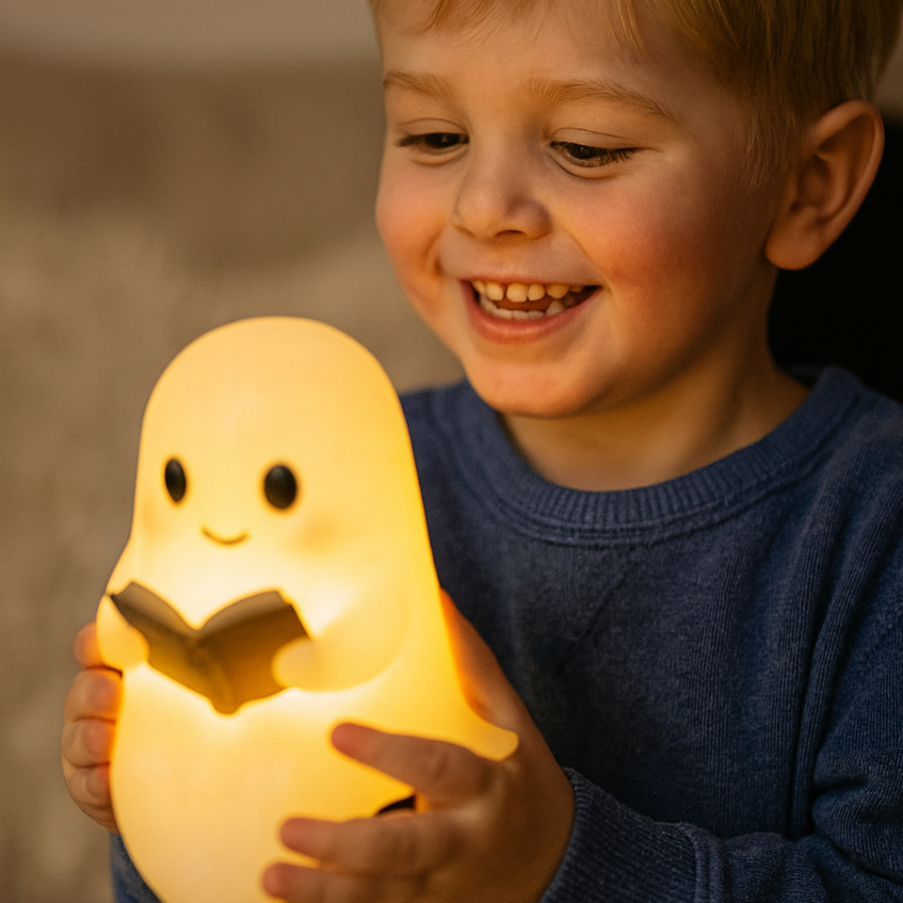 Niedliche Geister-Nachtlampe spendet warmes, gemütliches Licht. Ideal als Stimmungslicht im Wohnzimmer.