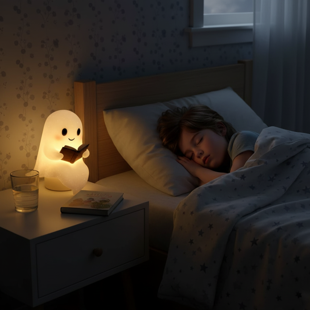 Sanfte Geister-Nachtlampe: Warmes Licht für ein sicheres Gefühl im Kinderzimmer oder als Nachttischlampe.