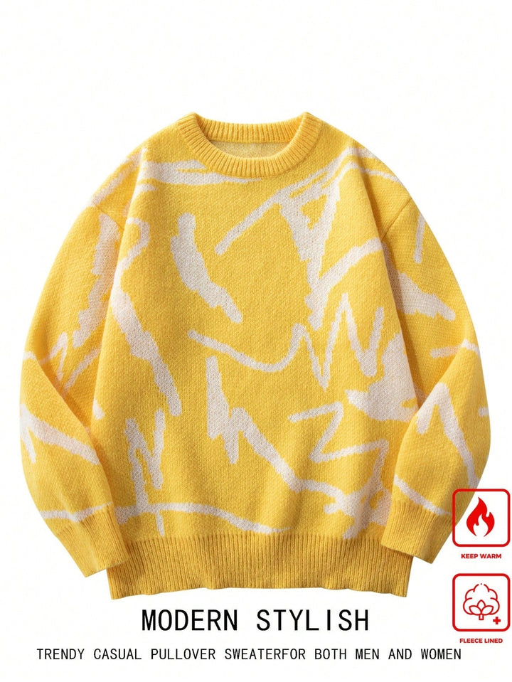 Moderner Herrenpullover mit winterlichem Design. Gemütlicher Rundhals für stilvolle Casual-Herrenmode.