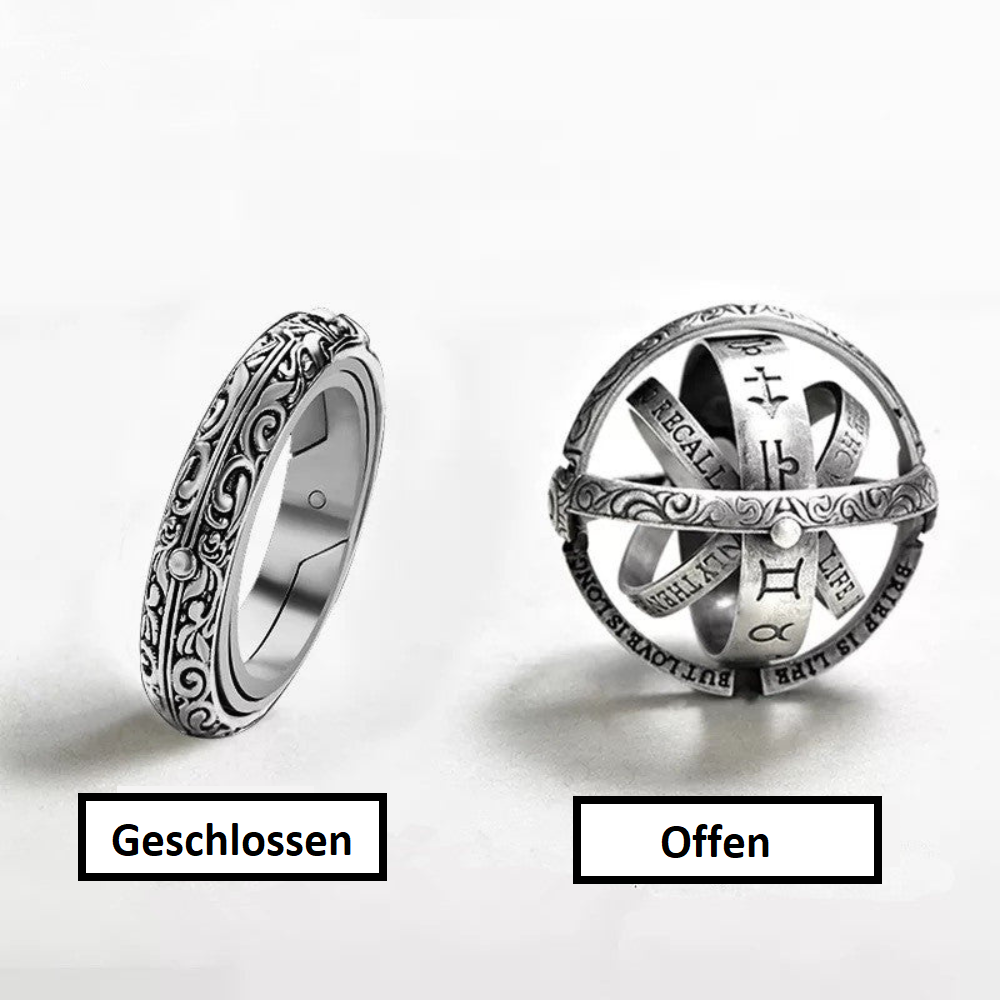 Hochwertiger Astronomischer Silberring Unisex, Kosmos Design, perfekt als Geschenk für Astronomie-Liebhaber.