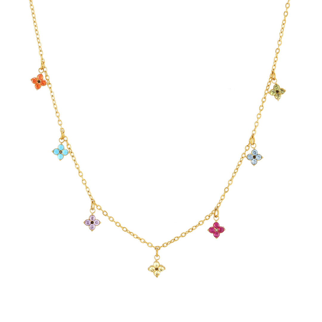Elegante Damenhalskette, Gold Choker mit filigranen Blumen und glänzenden Zirkonia. Perfekter Schmuck.