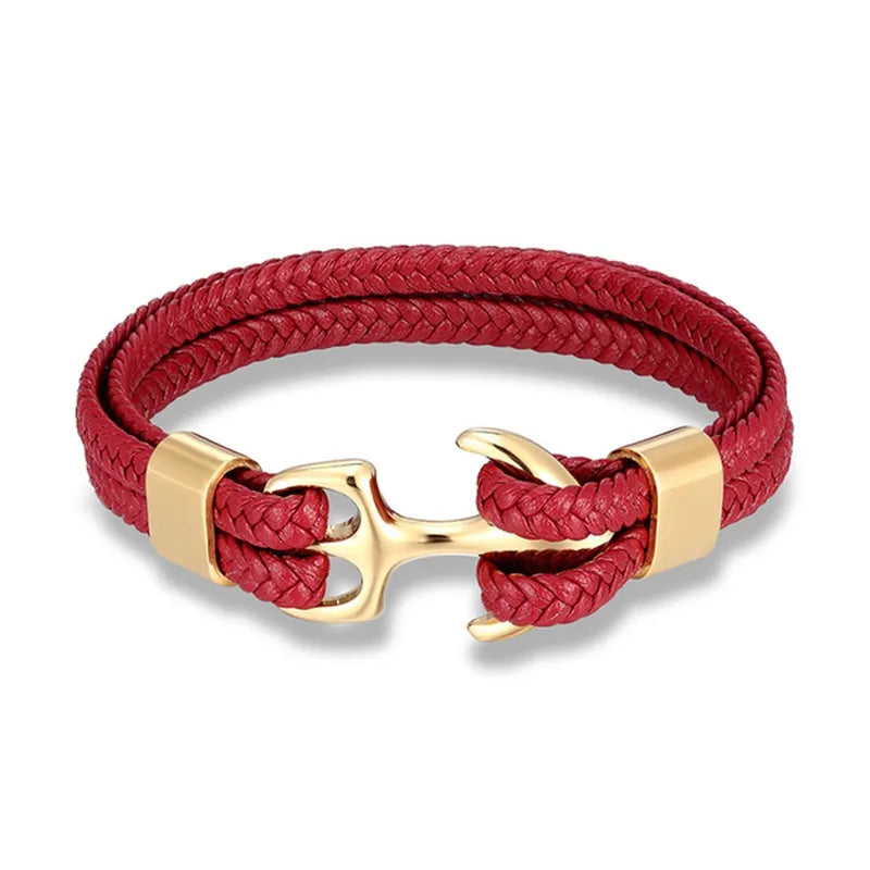 Graues Unisex Anker-Armband mit mehrlagigem Design. Moderner Anker-Schmuck, ganzjähriges Accessoire.