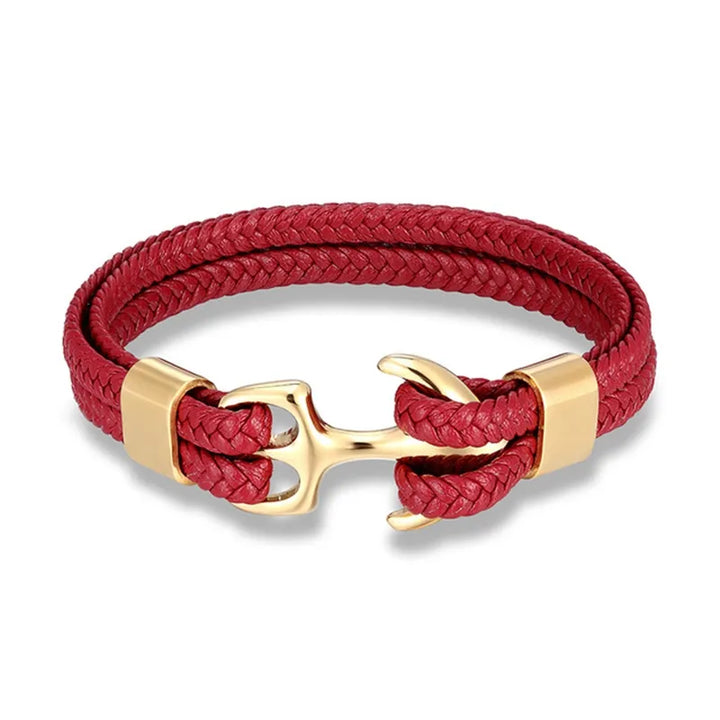Graues Unisex Anker-Armband mit mehrlagigem Design. Moderner Anker-Schmuck, ganzjähriges Accessoire.
