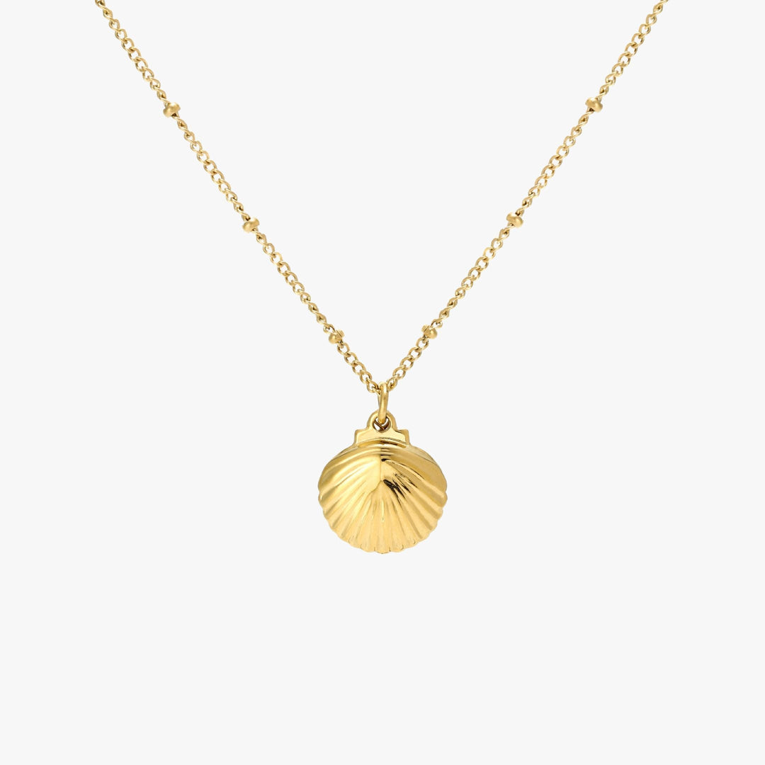 Verstellbare Damenkette mit Muschel-Anhänger & natürlicher Süßwasserperle, wahlweise Gold oder Silber.