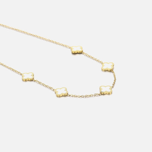 Verstellbare Damen-Halskette, vergoldet mit Kleeblatt-Design, ideal als elegantes Geschenk oder Accessoire.