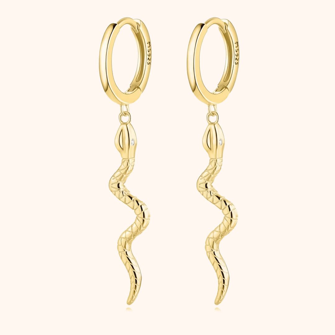 Elegante Damen Schlangen-Hängeohrringe aus 925 Sterling Silber. Modischer Tier-Schmuck für Frauen.