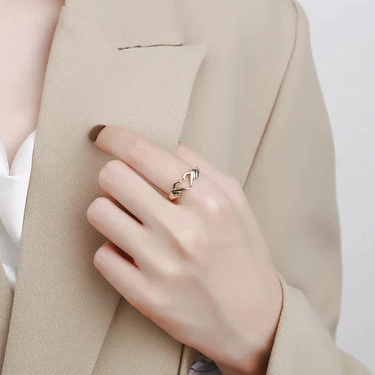 Damen Herzring verstellbar, Silberoptik, mit Gravur "Ich liebe dich für immer". Romantischer Liebesring.