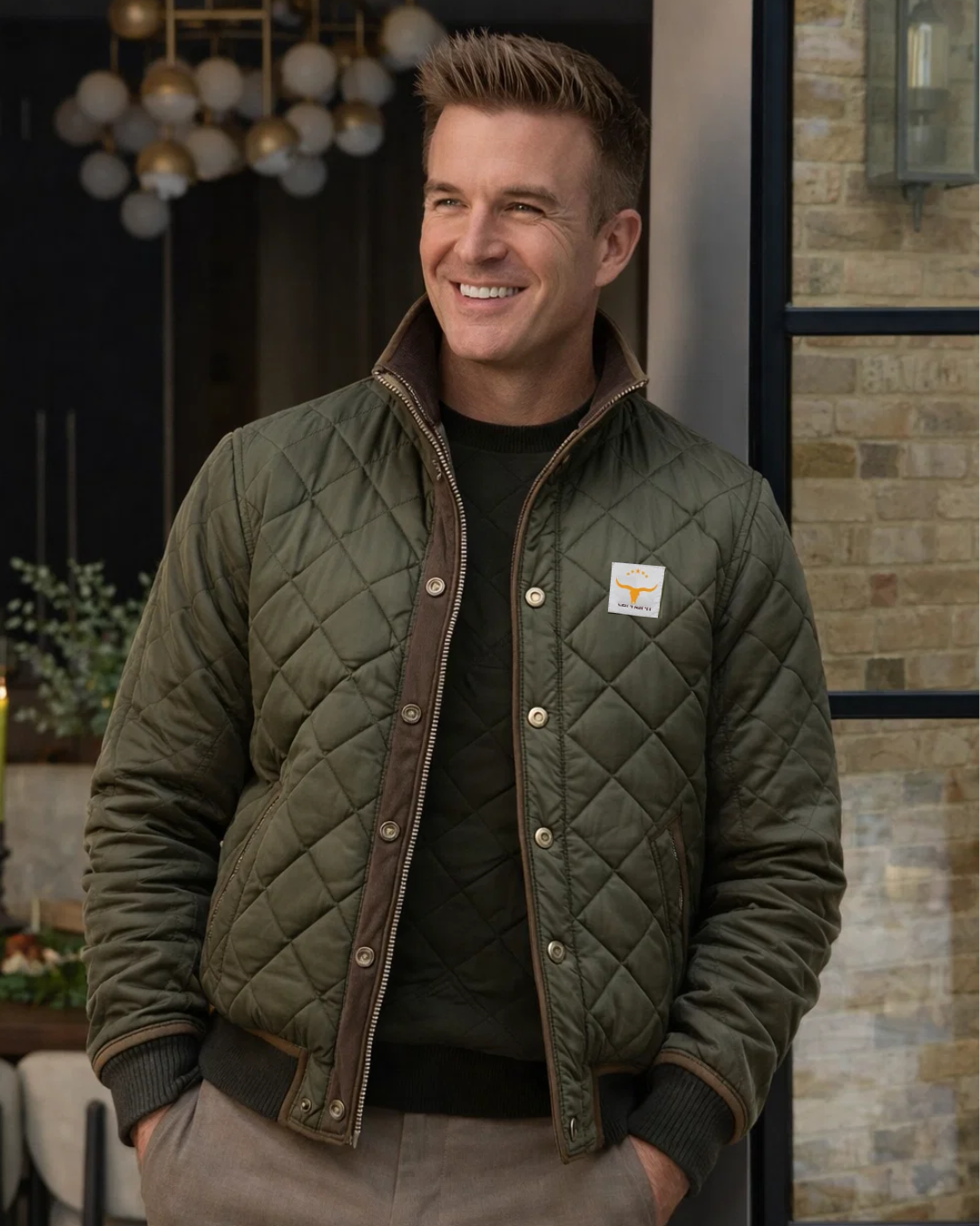 Grüne, elegante Herren Steppjacke für den Winter, warm & robust. Ideal für Kälteschutz.