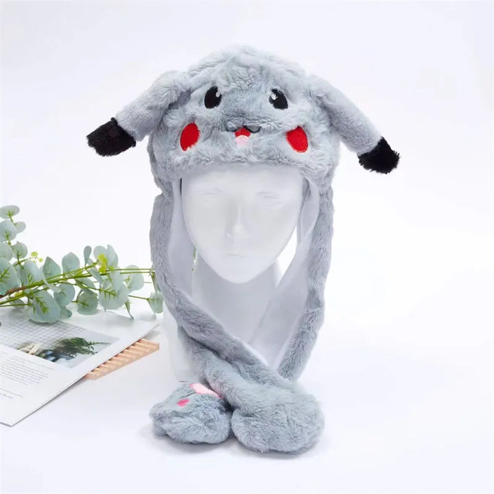 Flauschiger Winterhut mit Hasenohren, die sich bewegen, ideal für Cosplay & Spaß.