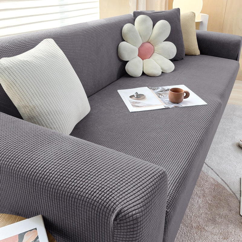 Elastische Stretchhülle für 3-Sitzer Couch in Anthrazit. Optimaler Möbelbezug & Schutz vor Flecken.