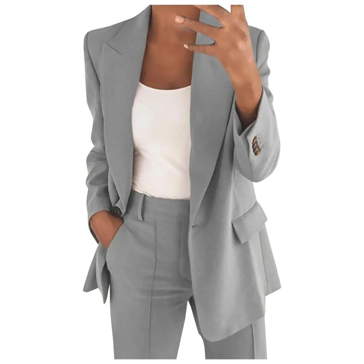 Vielseitiger Damen Business Anzug Set, ganzjährig tragbar: Eleganter Blazer & Hose für Büro & Freizeit.