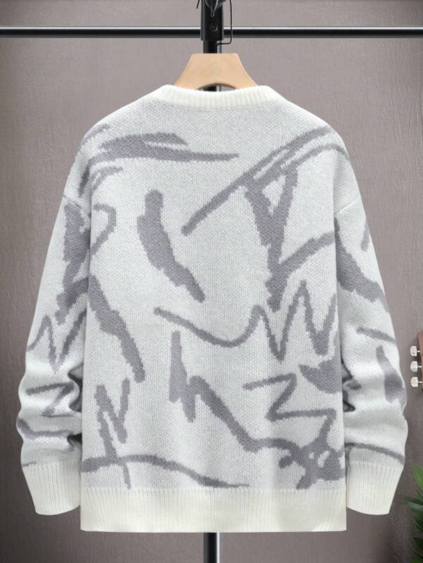 Stilvoller Herrenpullover für den Winter mit einzigartigem Print. Warme & bequeme Casual-Herrenmode.