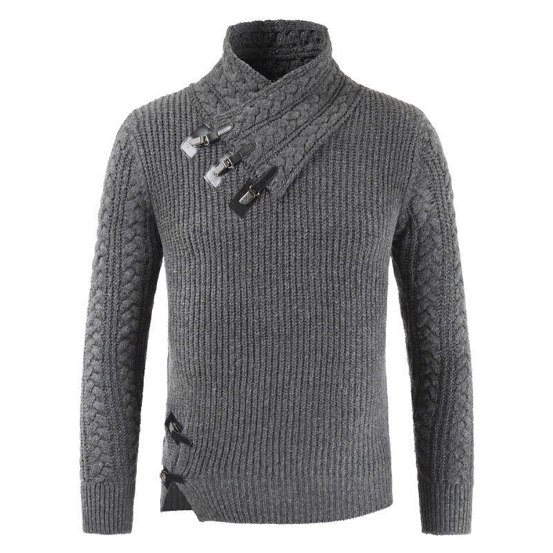 Zeitloser Herren Strickpullover in Grau. Warmes Langarm Oberteil für den Winter, bietet Stil und Behaglichkeit.
