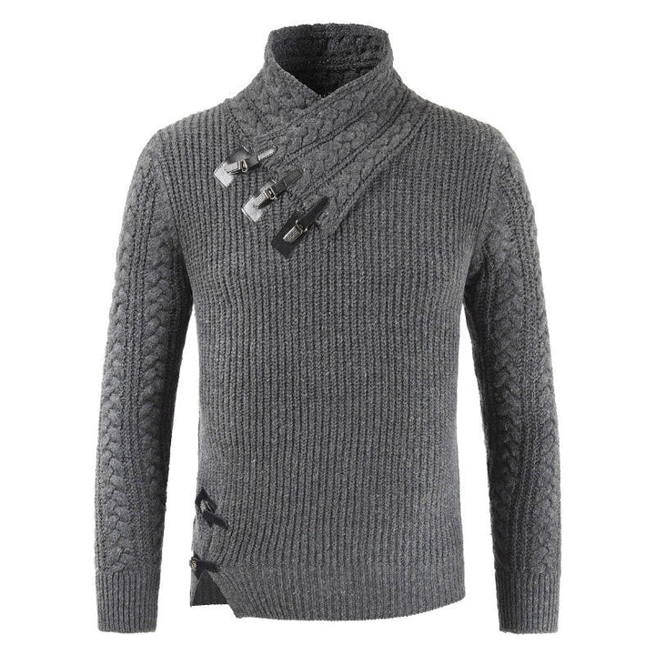 Zeitloser Herren Strickpullover in Grau. Warmes Langarm Oberteil für den Winter, bietet Stil und Behaglichkeit.