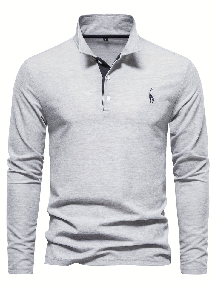 Herren Langarm Poloshirt für Herbsttage, stilvoll & bequem, ideales Oberteil für Freizeit und Büro.