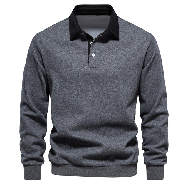 Vielseitiger Herren Polo Pullover Langarm, ideal für Business Casual, Freizeit & elegante Anlässe.