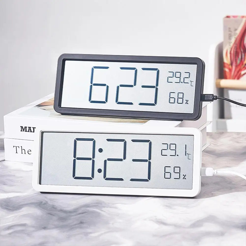 Elektronische digitale LED-Uhr zur präzisen Anzeige von Raumklima, Temperatur und Feuchtigkeit. Mit großer Zeitanzeige.