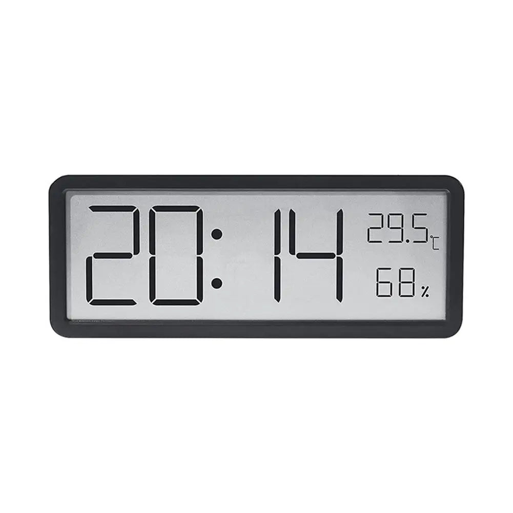 Digitale LED-Uhr mit großem Display zeigt Uhrzeit, Temperatur und Feuchtigkeit. Modern für optimales Raumklima.