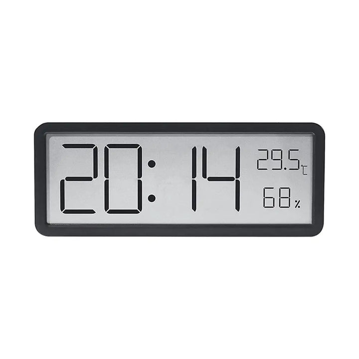 Digitale LED-Uhr mit großem Display zeigt Uhrzeit, Temperatur und Feuchtigkeit. Modern für optimales Raumklima.