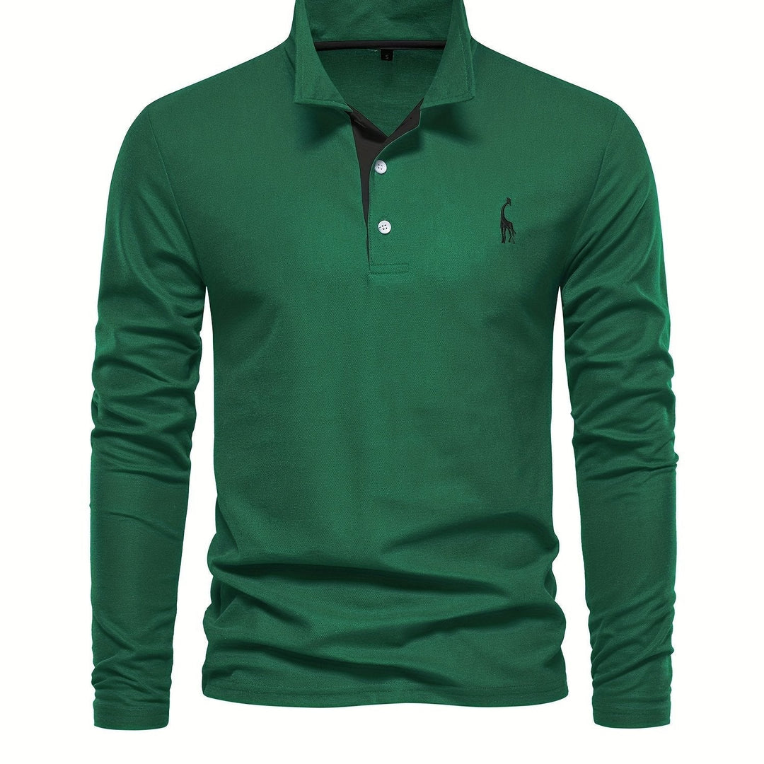 Klassisches Herren Langarm Polo, ein zeitloses Oberteil für Herbsttage, kombiniert Funktion mit schickem Design.