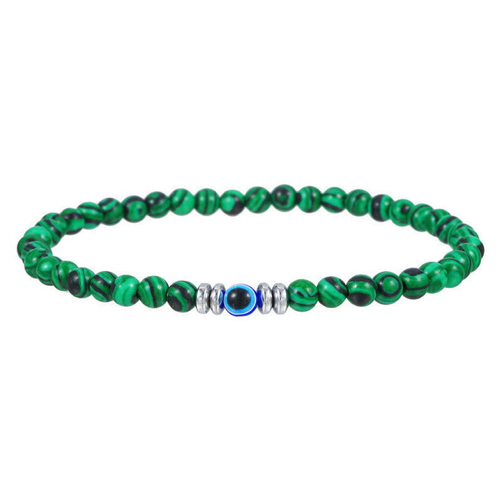 Trendiges Herrenarmband: 4mm Naturstein (Onyx, Tigerauge), Böses Auge als Glücksbringer.