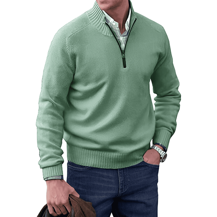 Herren Winterpullover mit kurzem Reißverschluss, warm und schick für die kalte Jahreszeit.