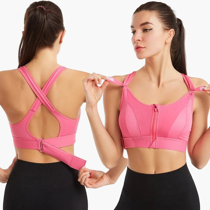 Damen Sport-BH mit Reißverschluss für optimalen Halt, leichte Handhabung bei Training & Fitness.