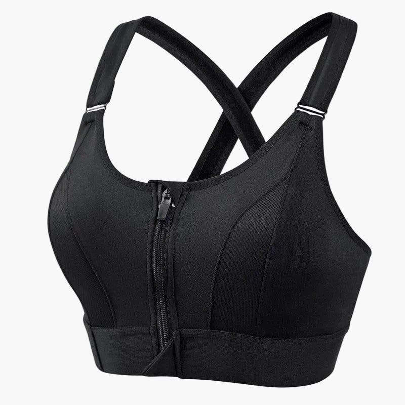 Komfortabler Damen Sport-BH für Yoga & Gym, atmungsaktive Aktivkleidung mit Reißverschluss.