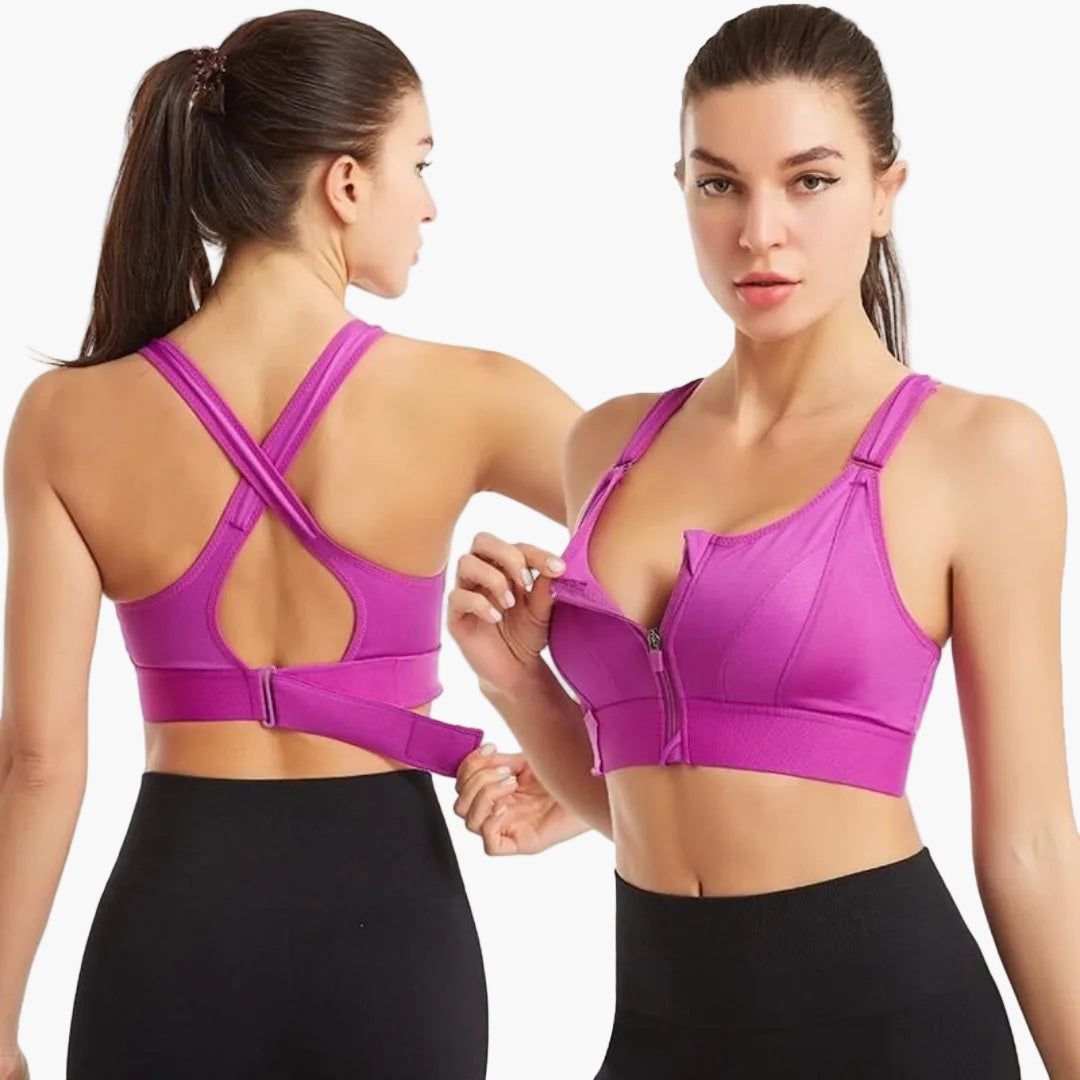 Sport-BH für Damen, Reißverschluss vorne, perfekt für Fitness, Yoga & Aktivkleidung.
