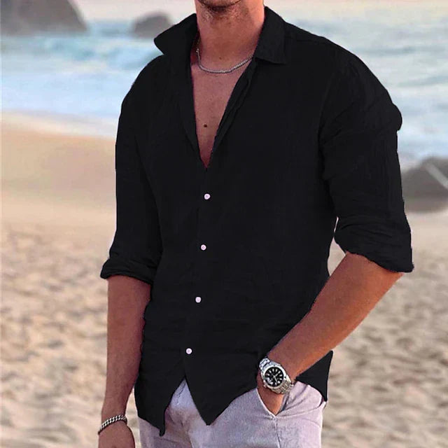 Herren Leinen-Langarmhemd in Regular Fit. Angenehmes, atmungsaktives Sommerhemd für stilvolle Business-Casual Looks.