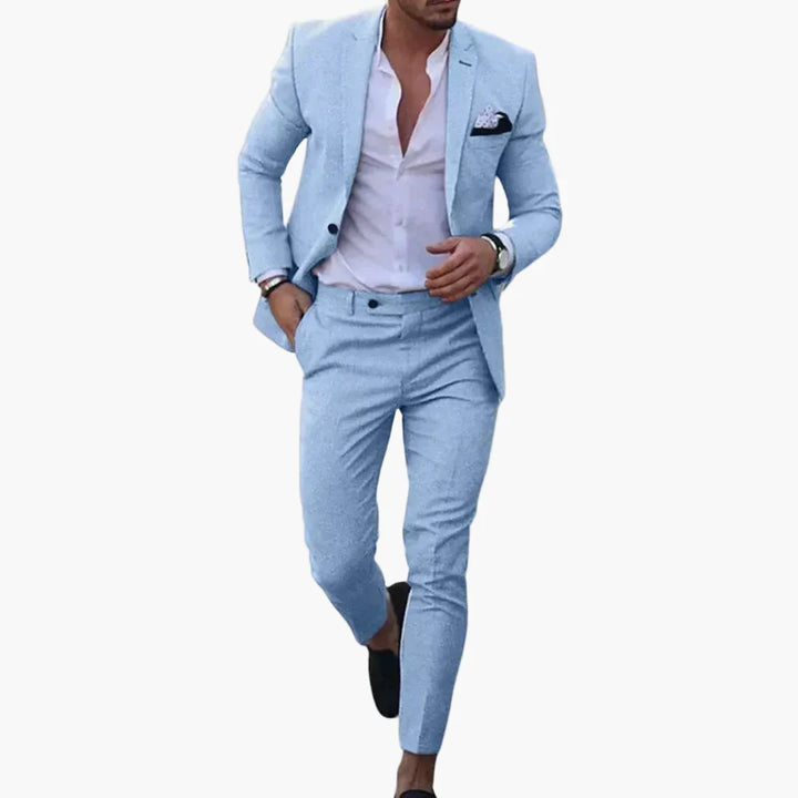 Trendiger Herren-Sommeranzug Slim Fit, Anzugset mit passendem Blazer und Hose.