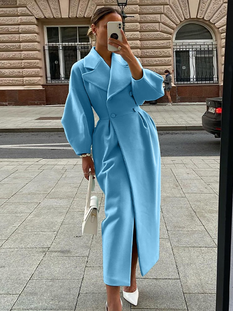 Moderner Damen-Wintermantel mit Gürtel, lange Passform, chic und sehr warm.