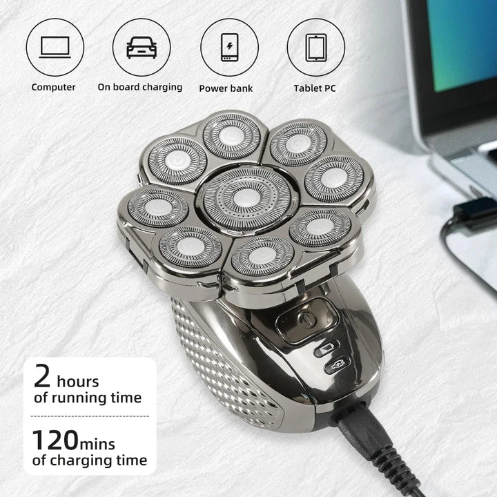Vielseitiger 6-in-1 Herrenrasierer mit Pflegeset – ideal für Bartpflege, Gesichts- und Körperrasur.