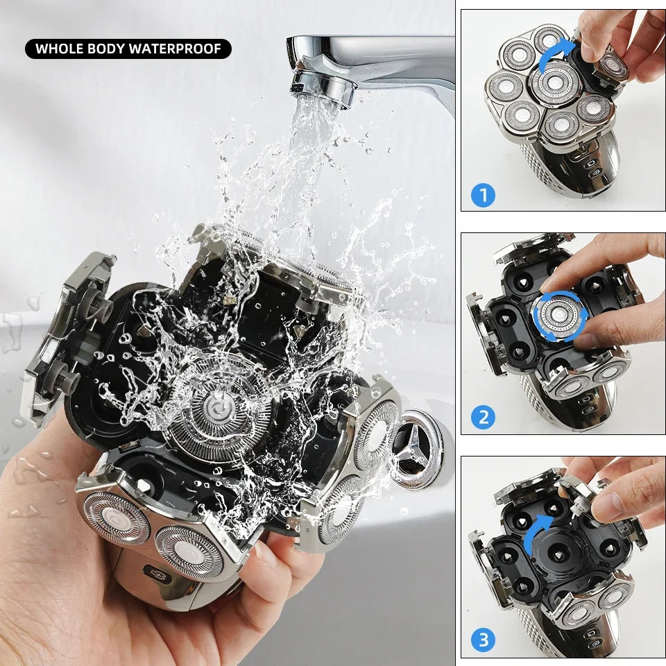 Moderner wasserdichter 9D-Elektrorasierer für Herren, perfekt für erfrischende Nassrasur oder schnelle Trockenrasur.