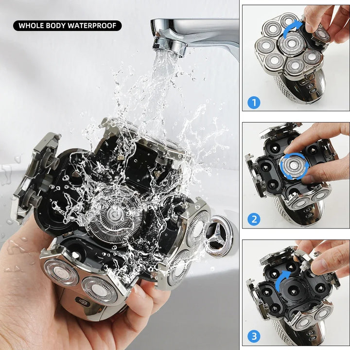 Moderner wasserdichter 9D-Elektrorasierer für Herren, perfekt für erfrischende Nassrasur oder schnelle Trockenrasur.