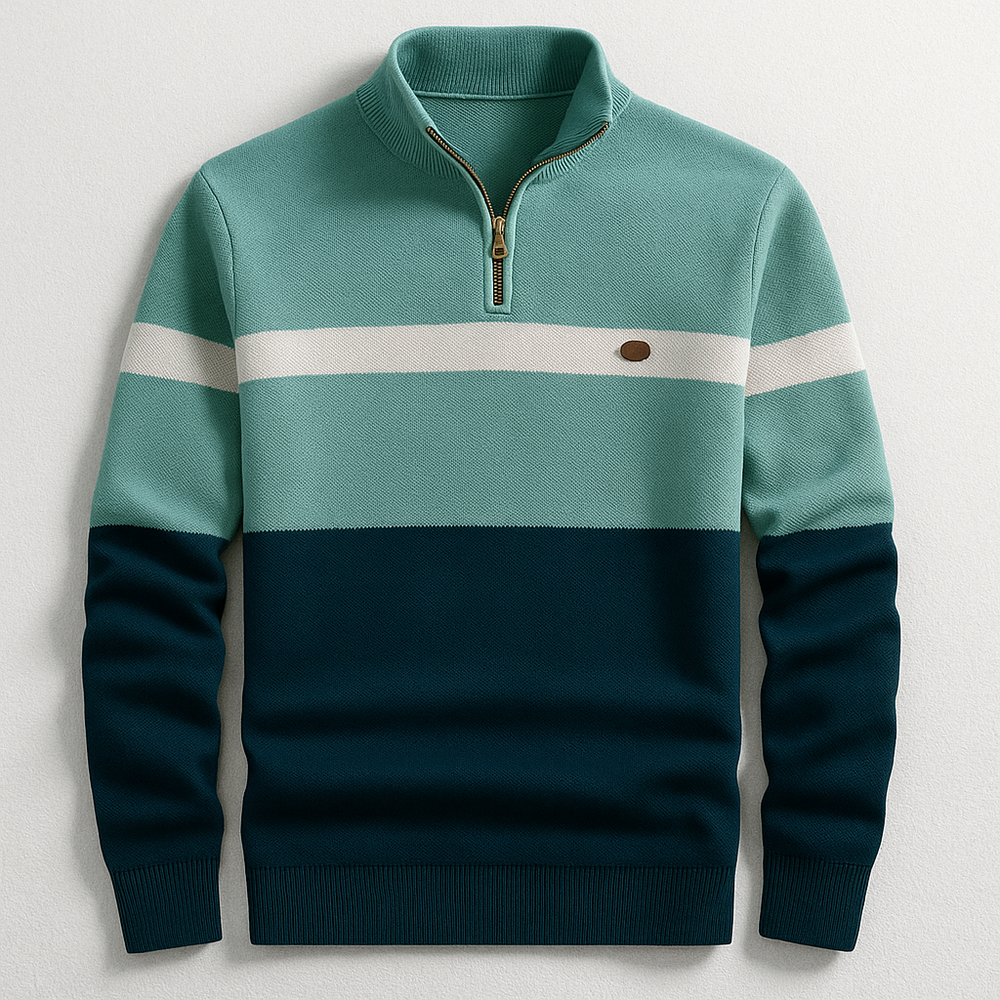 Bequemer Herren Langarm-Pullover mit Viertelreißverschluss, perfekt zum Schichten und für alltäglichen Komfort.