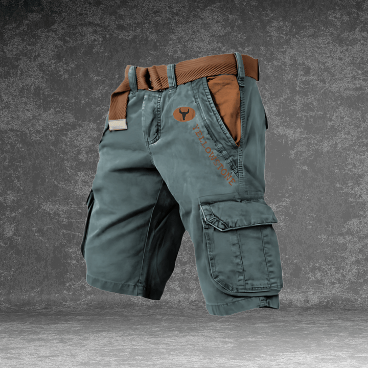 Detailansicht des robusten Stoffs einer Herren Cargo Shorts, strapazierfähige Sommer Shorts mit Regular Fit für Männer.