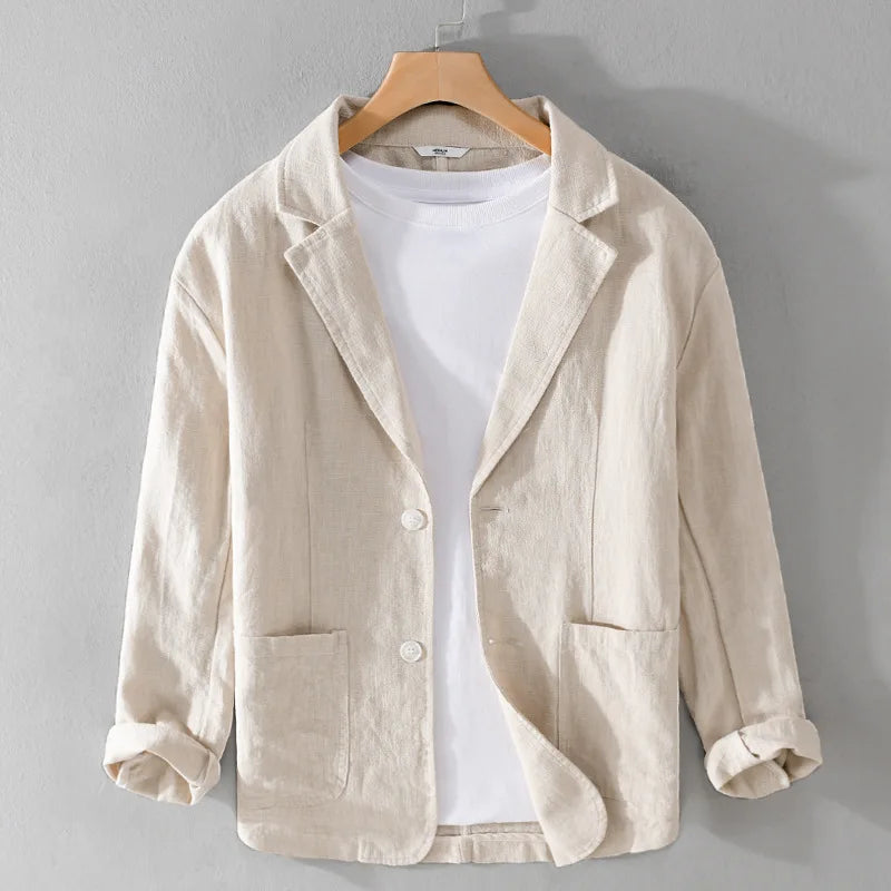 Leichte, handgefärbte Herren Freizeitjacke für Frühling und Herbst, entspannter Stil.