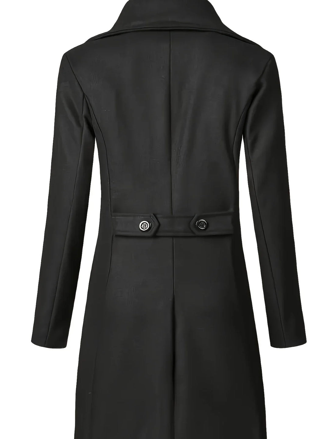Detailaufnahme: Der Kragen und die doppelreihige Knopfleiste des eleganten Herren Trench-Mantels.