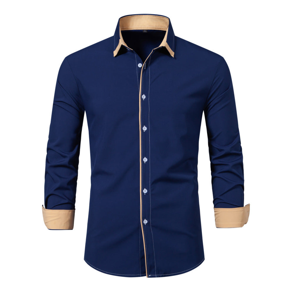 Herren Langarmhemd, modisches Kontrast-Design, bequem, ideal für stilvolle Alltags-Looks.