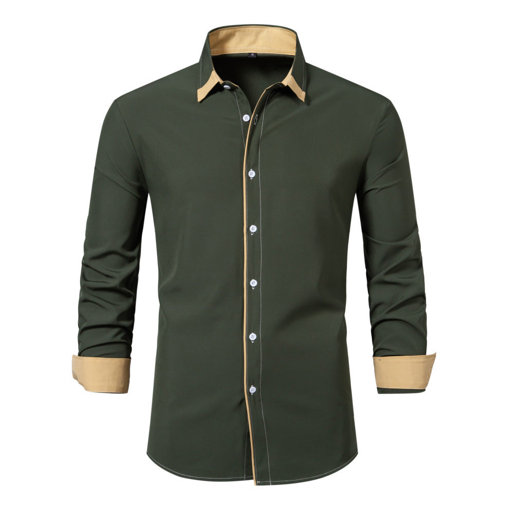 Bequemes Herrenhemd mit modernem Kontrast-Design, vielseitig für Freizeit und Business Casual.