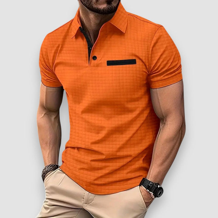 Elegantes Herren Poloshirt mit modernem Muster. Stilvolles Kurzarmhemd für Business-Casual und Sommer-Anlässe.