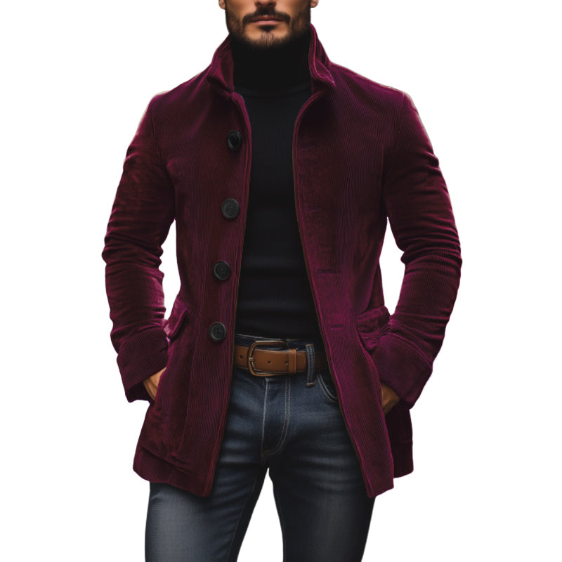 Moderne Herren Herbstjacke mit Stehkragen und Knopfverschluss, ideal für den Übergang, eleganter Schnitt.