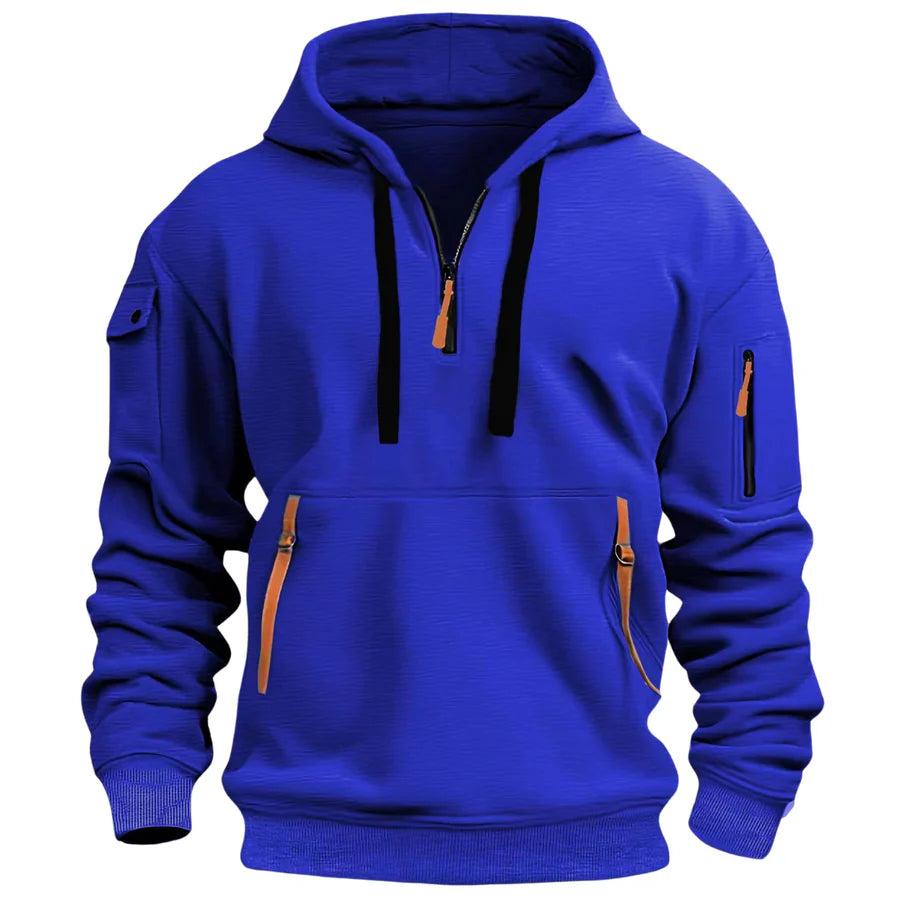 Bequemer & stylischer Herren Hoodie. Bietet Wärme und Funktionalität für jede Freizeitaktivität; mit Reißverschlusstaschen.
