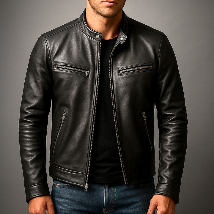 Klassische Herren Bikerjacke, stilvoll und robust, mit markantem Schnitt für eine coole Männermode.