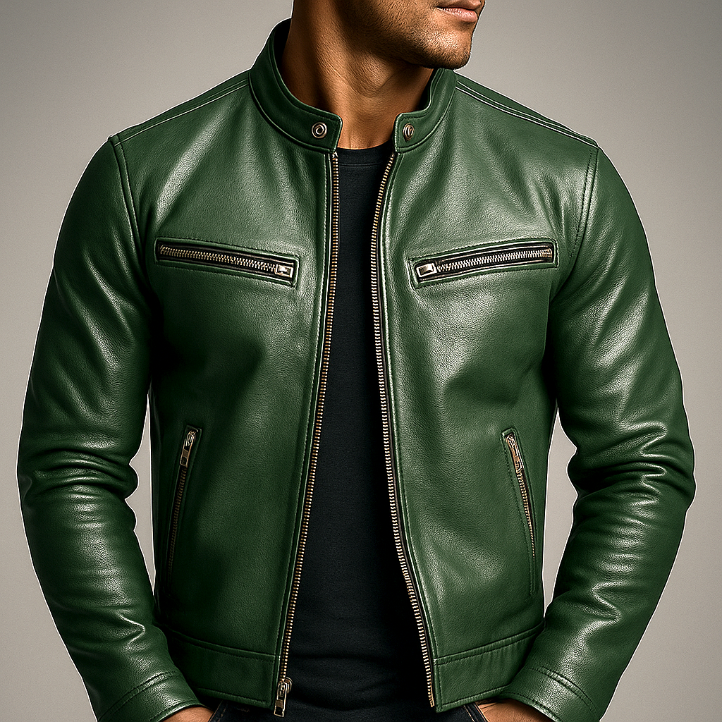 Elegante Herren Bikerjacke, komfortabel und stilvoll, perfekt als robuste Freizeitjacke für den Alltag.